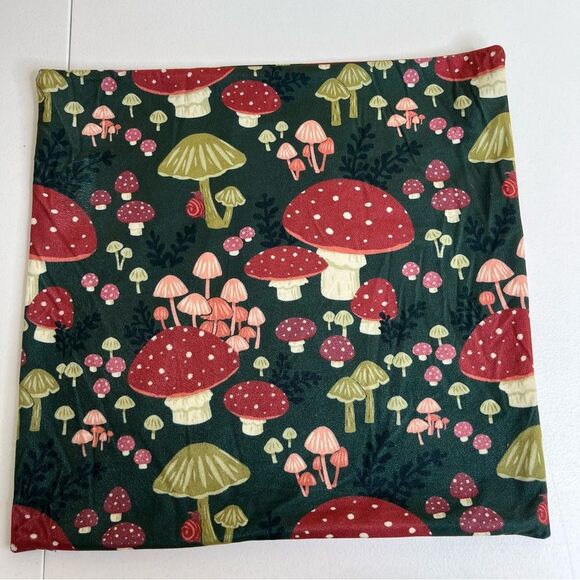 Mushroom Pillow Cover Velvety Green Red Cream Pink 18 Inch Kitschy READ DESCR - Picture 7 of 7